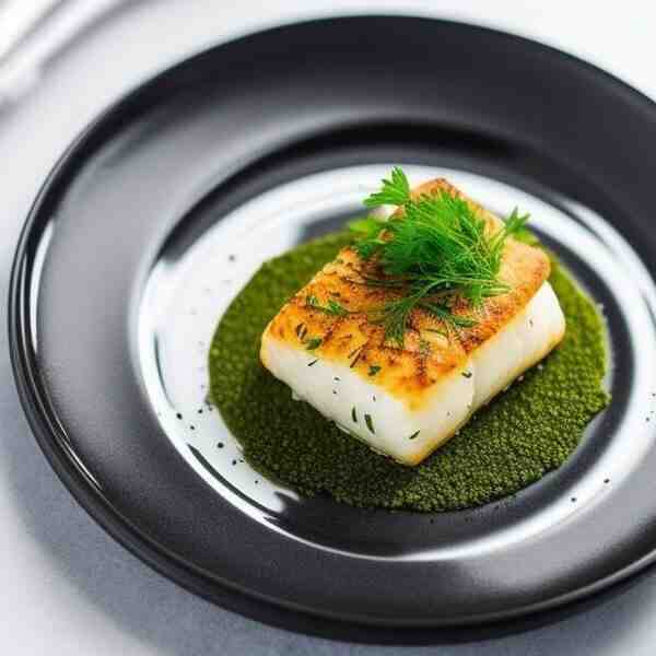 Отварное филе трески с морской капустой